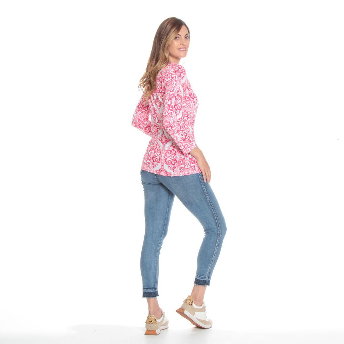 POLERA ESTAMPADA ESCOTE CUADRADO MANGA 3/4-6