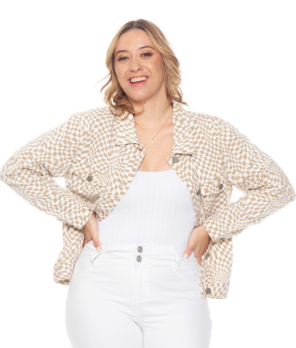 CHAQUETA MANGA LARGA ESTAMPADA CON BOLSILLOS-1