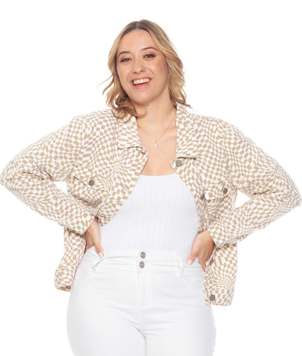 CHAQUETA MANGA LARGA ESTAMPADA CON BOLSILLOS-1