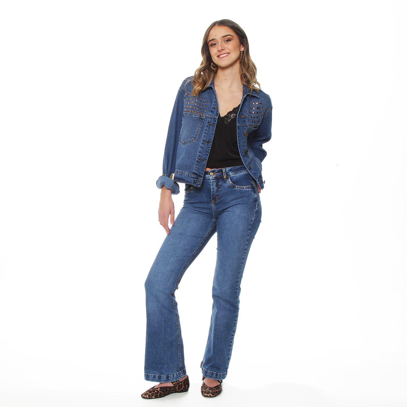 Chaqueta Denim Oversize Cuello Camisero Aplicacion Strass-2