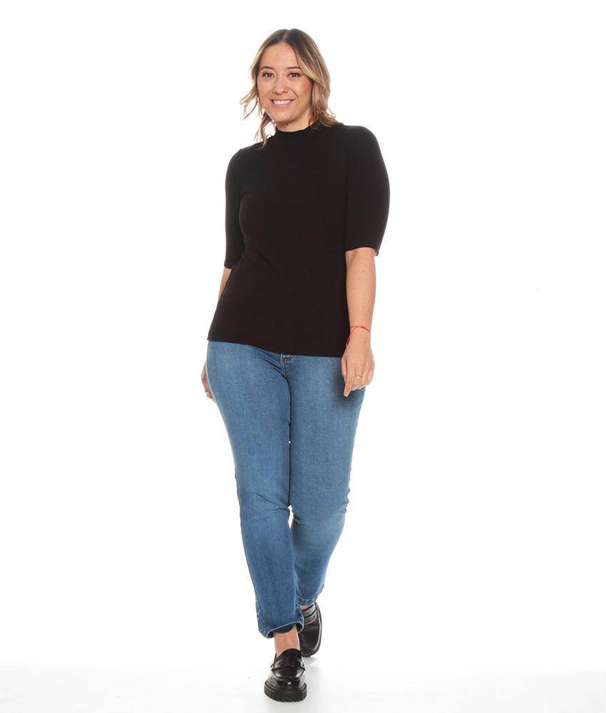 POLERA MANGA  3/4 SOLIDA CUELLO ALTO-3