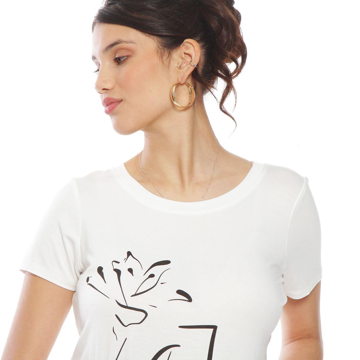 Polera Manga Corta Con Estampado Escote  Redondo-2