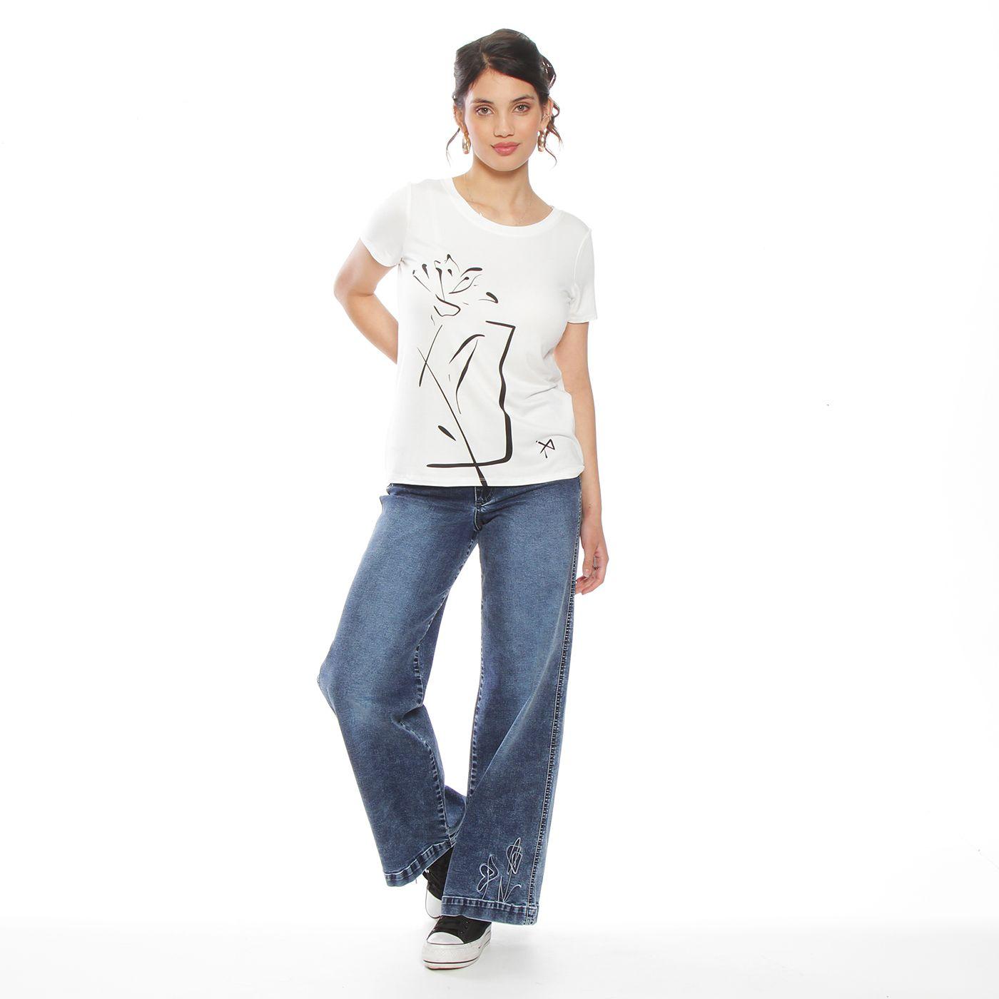 Polera Manga Corta Con Estampado Escote  Redondo-3
