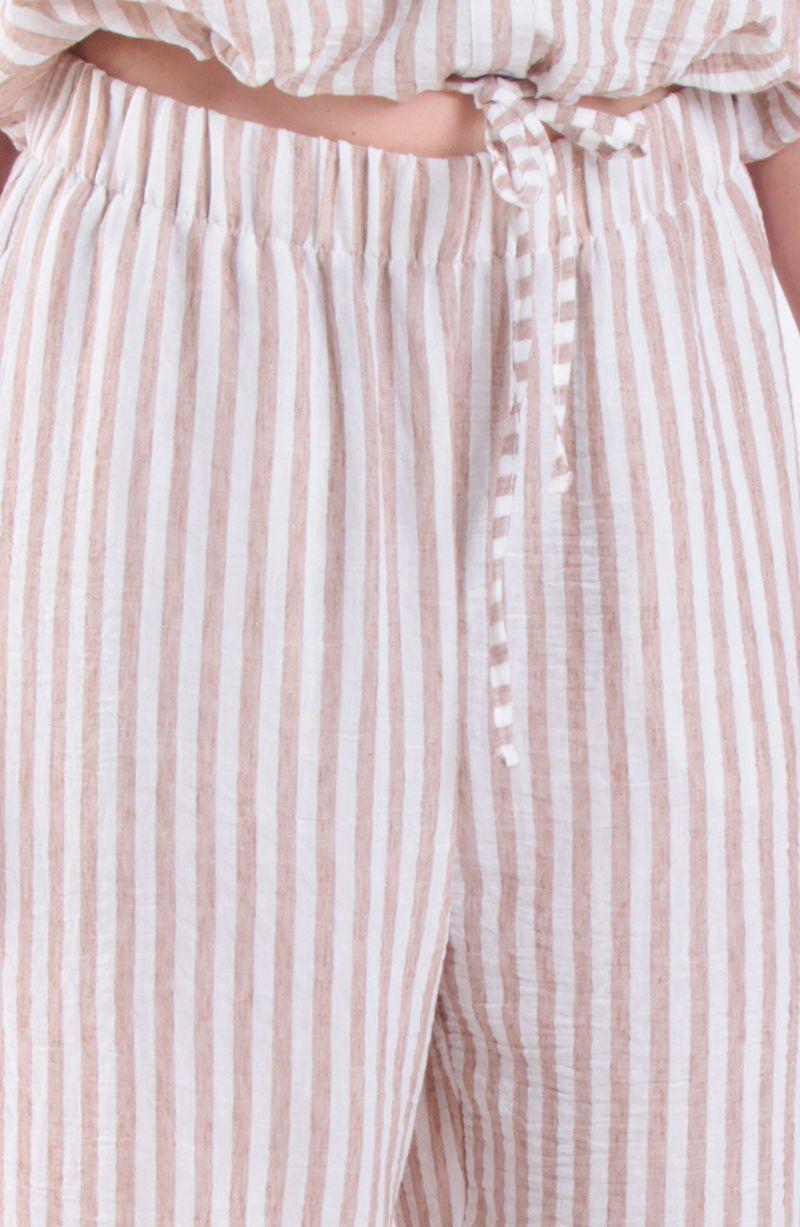 Pantalon Listado Wide Leg Tiro Alto Pretina Basica Elasticada-1