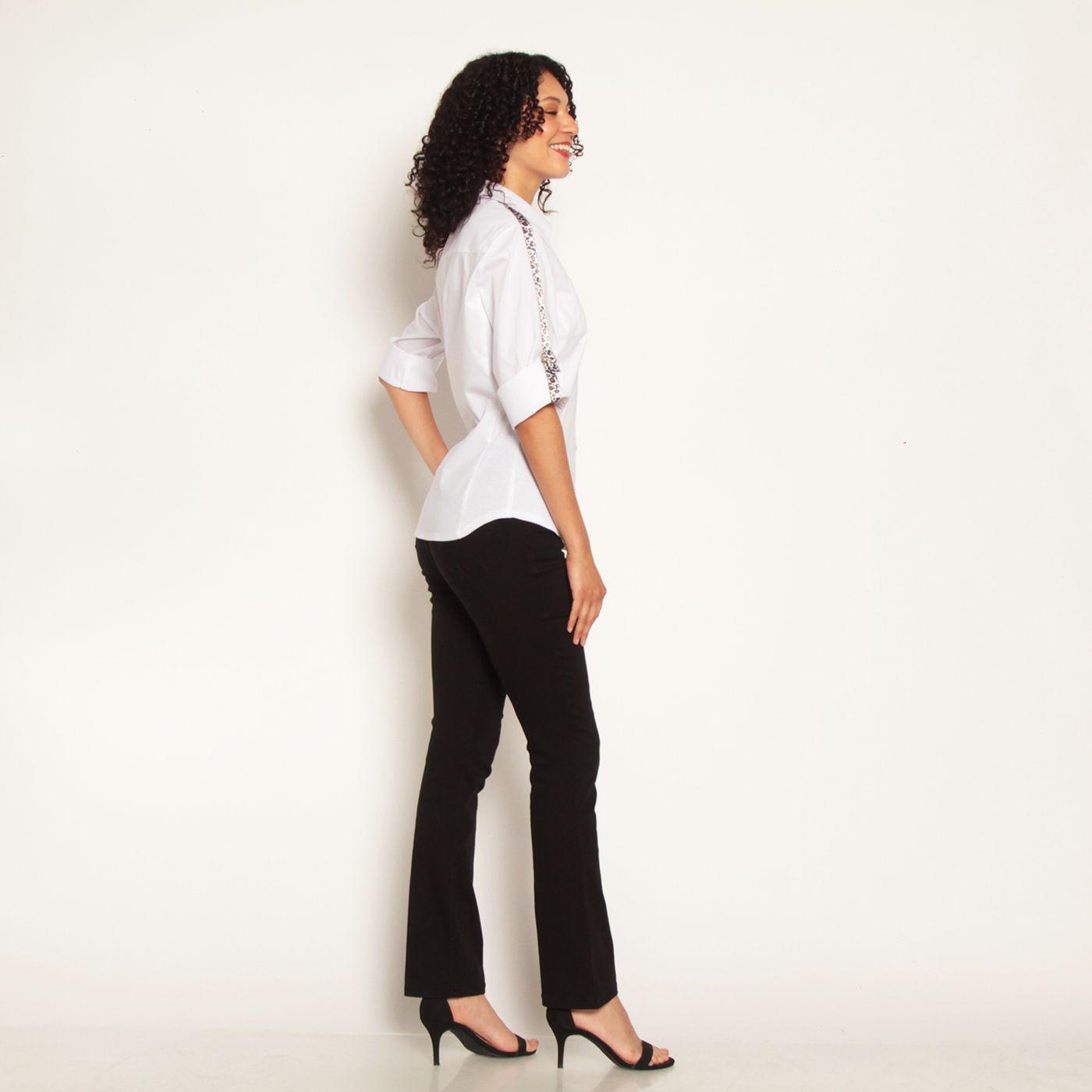 Blusa Manga 3/4 Abotonada En Delantero Tela Tejida En Costado Y Cinta-4