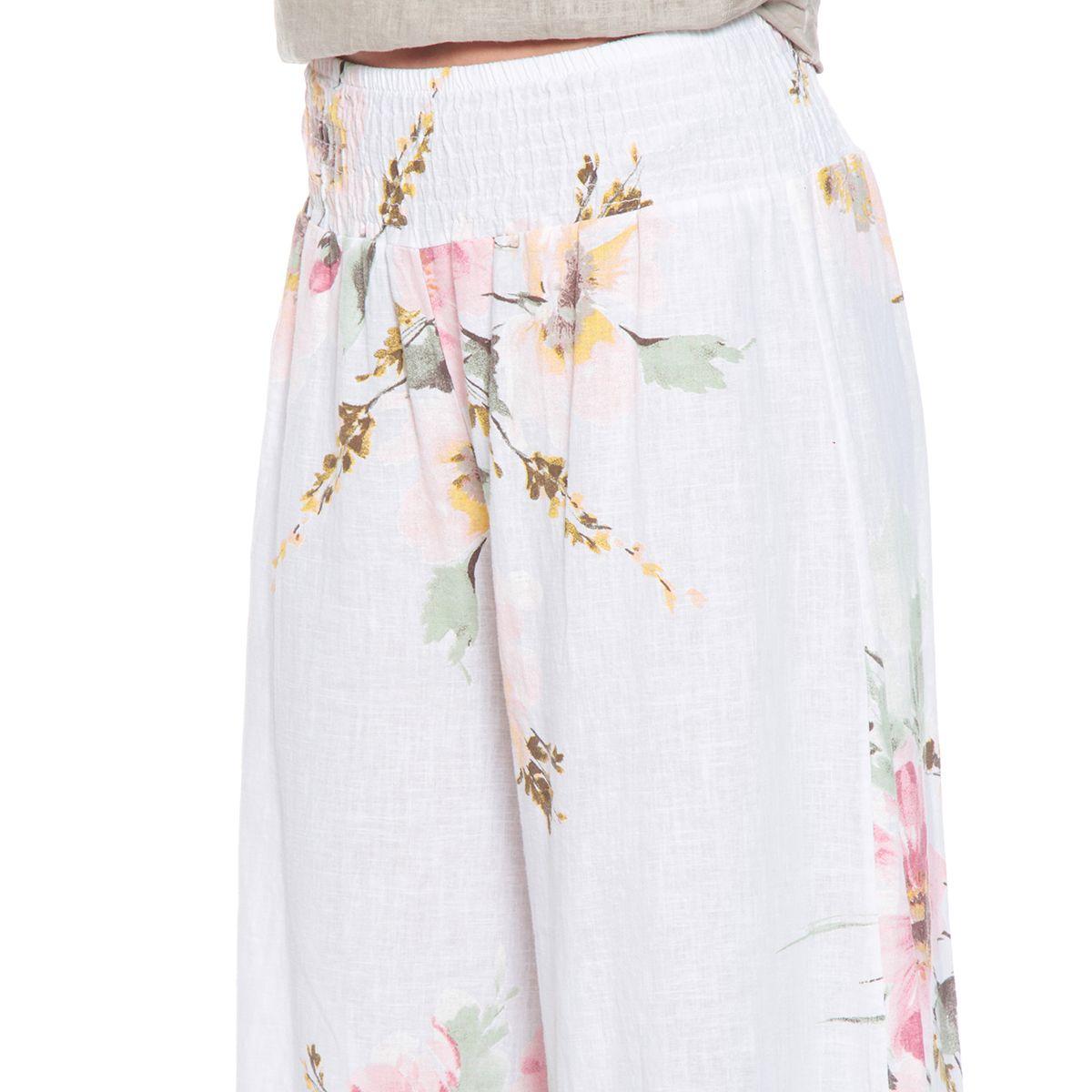 Pantalon Ancho Lino Estampado Pretina Elasticada-3