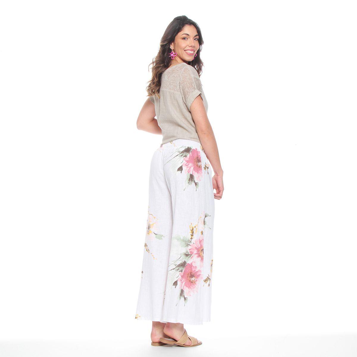 Pantalon Ancho Lino Estampado Pretina Elasticada-4