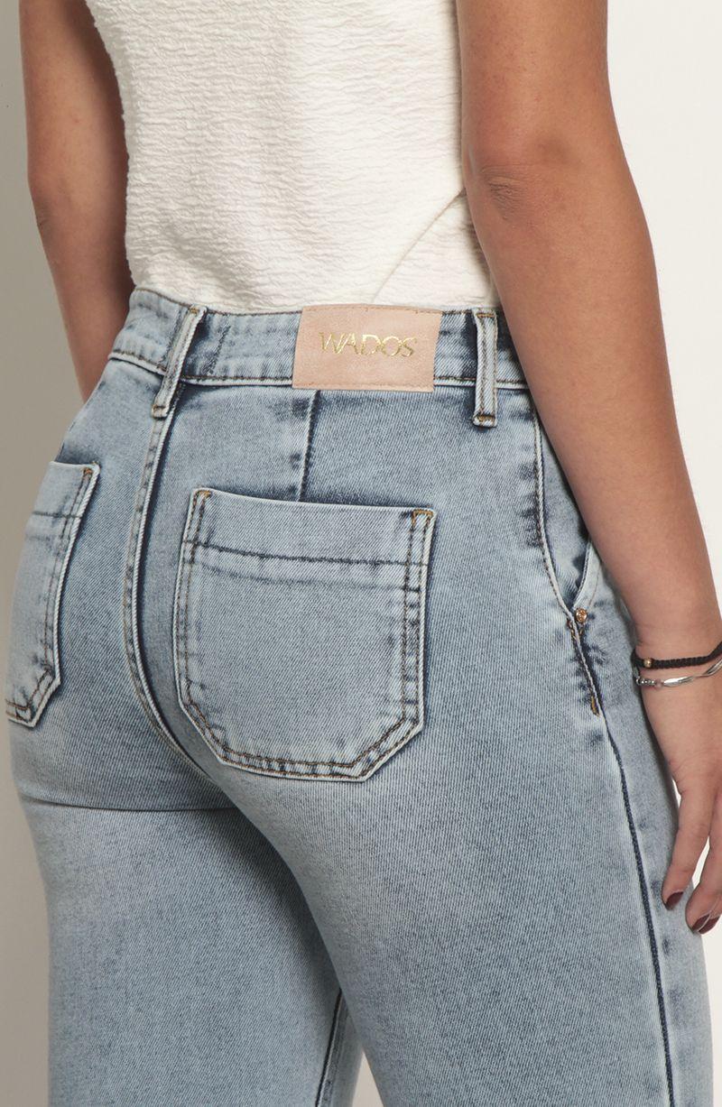 Jeans Flare Alforza Tiro Alto Pretina Basica 1 Boton-3