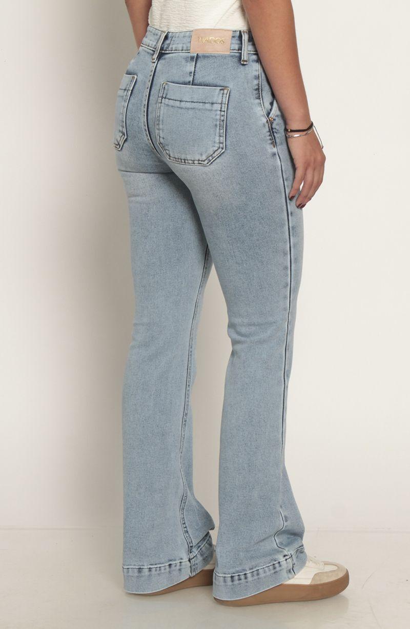 Jeans Flare Alforza Tiro Alto Pretina Basica 1 Boton-5