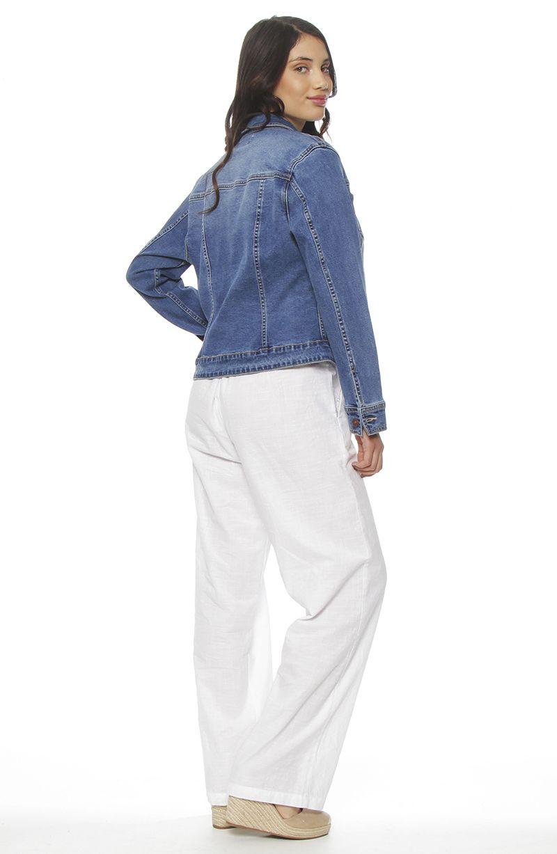 Chaqueta Denim Manga Larga Abotonada En Delantero Y Bolsillo-7