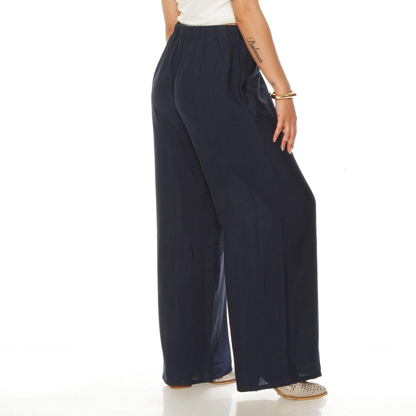 Pantalon Wide Leg Tiro Alto Con Pretina Elasticada Y Bolsillos-7