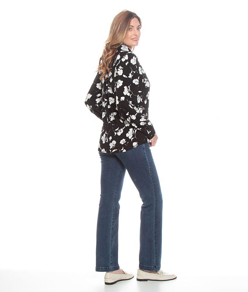 Blusa Manga Larga Estampada Cuello Camisero Botones Delantero-3