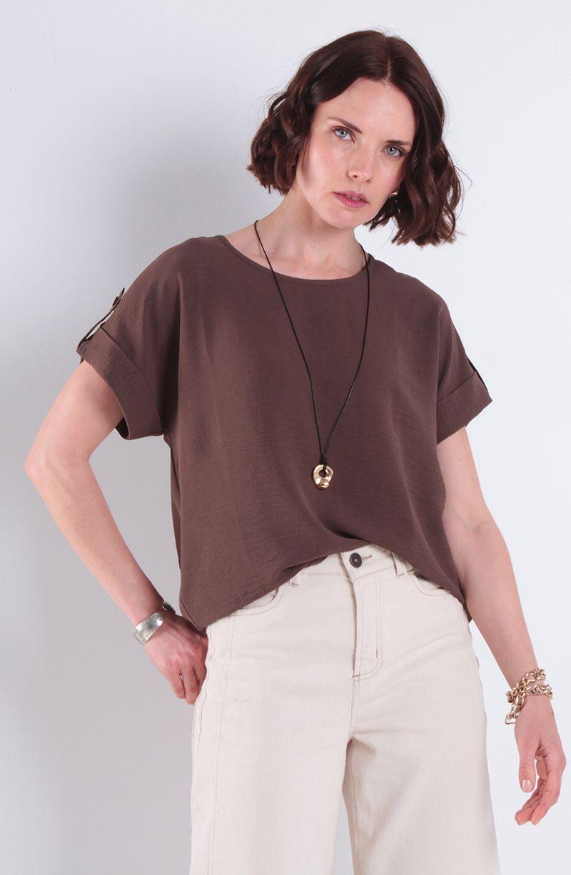 Blusa Manga Corta Escote Redondo-0