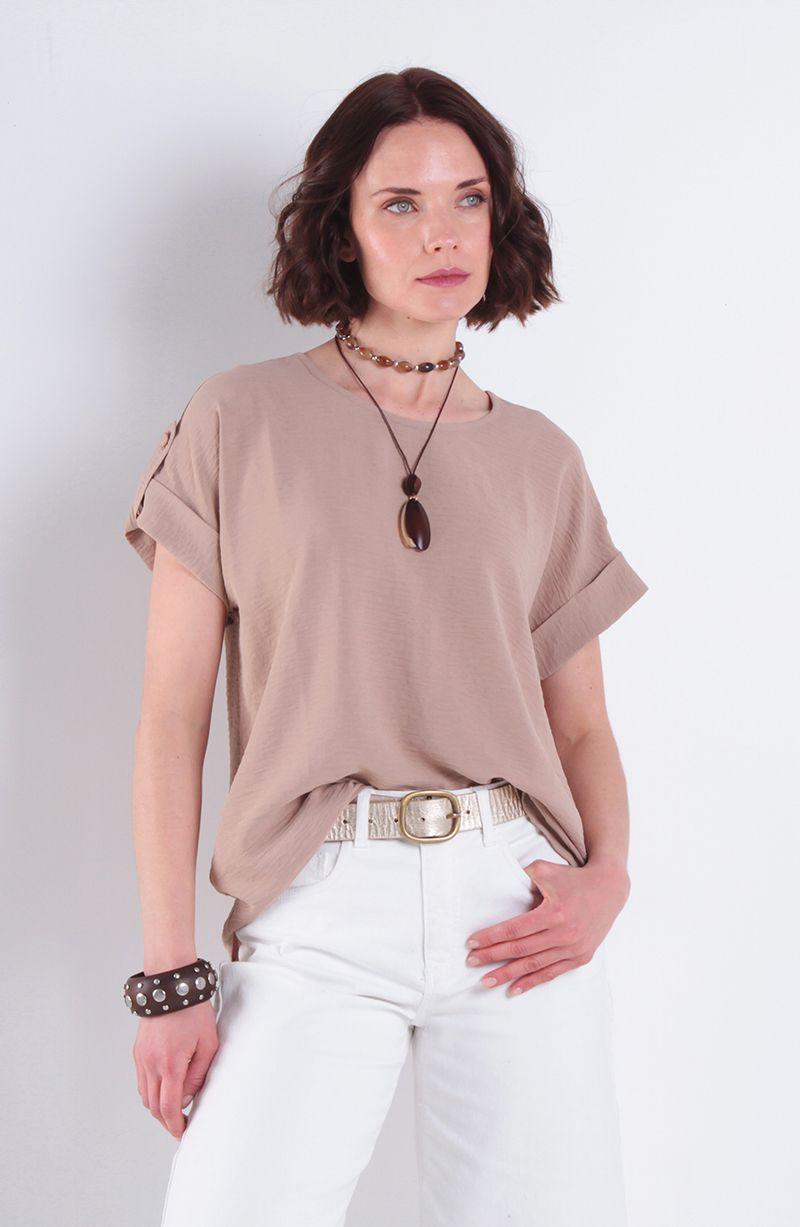 Blusa Manga Corta Escote Redondo-0