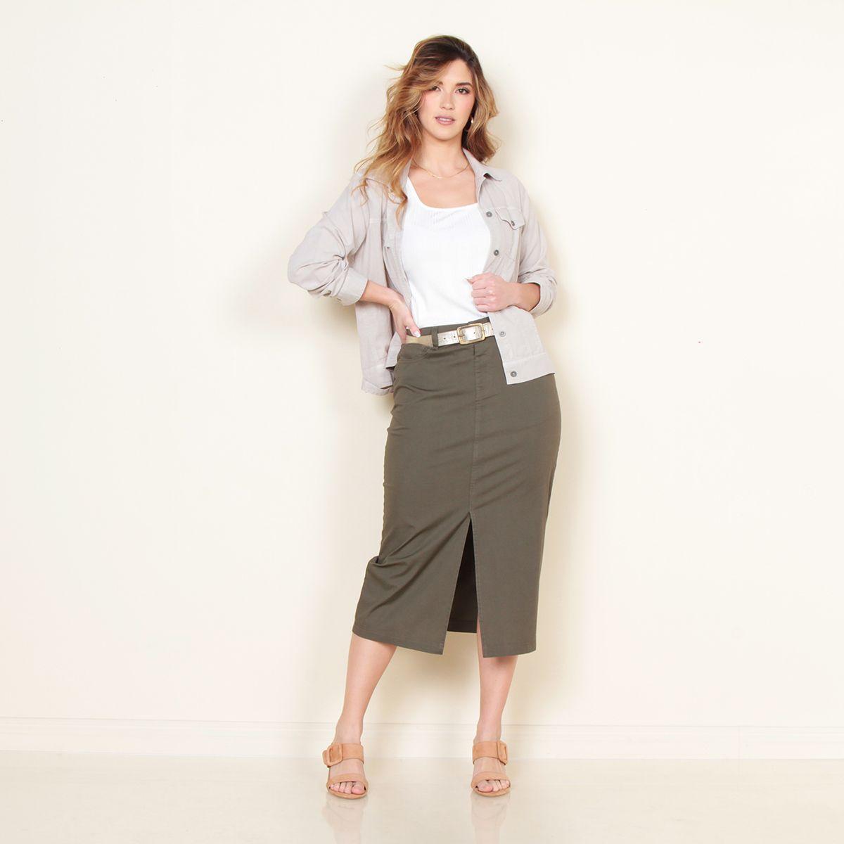 Falda Cargo Solido Pretina Basica 1 Boton-6
