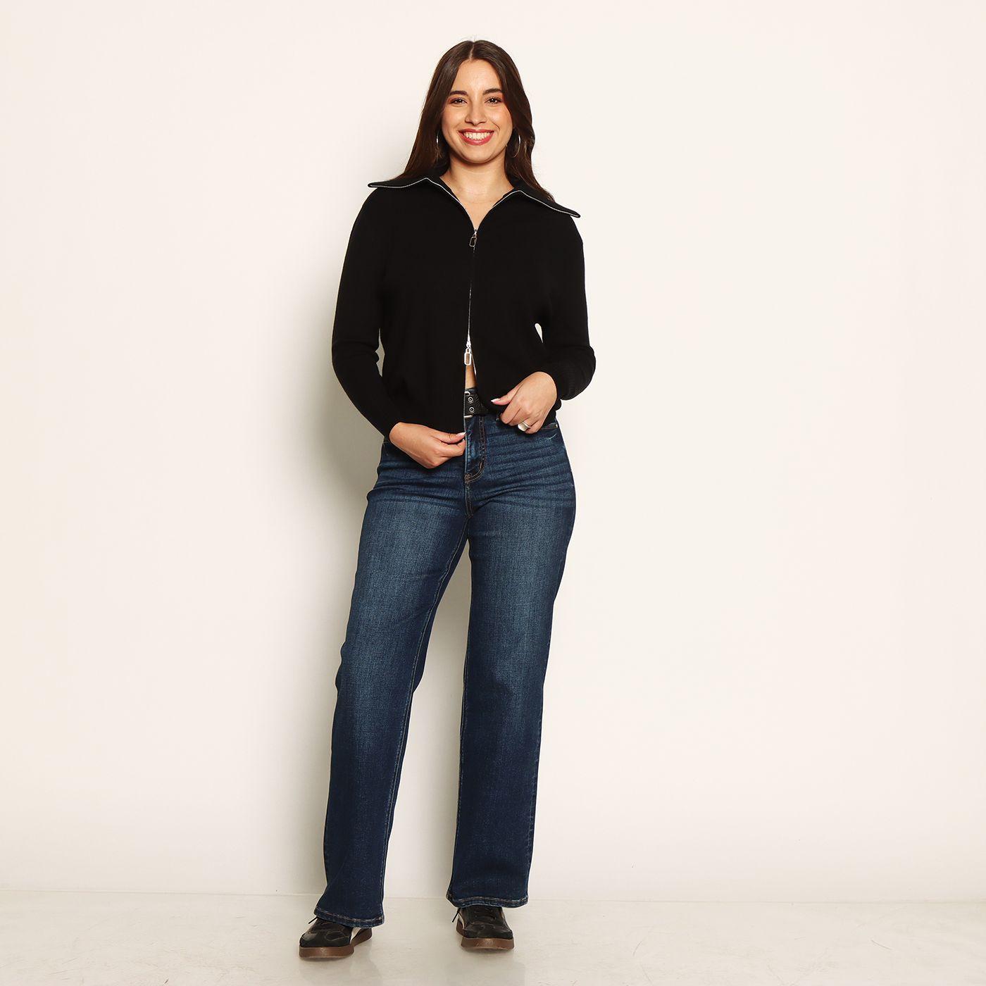 Chaleco Manga Larga Con Cierre En Delantero-3