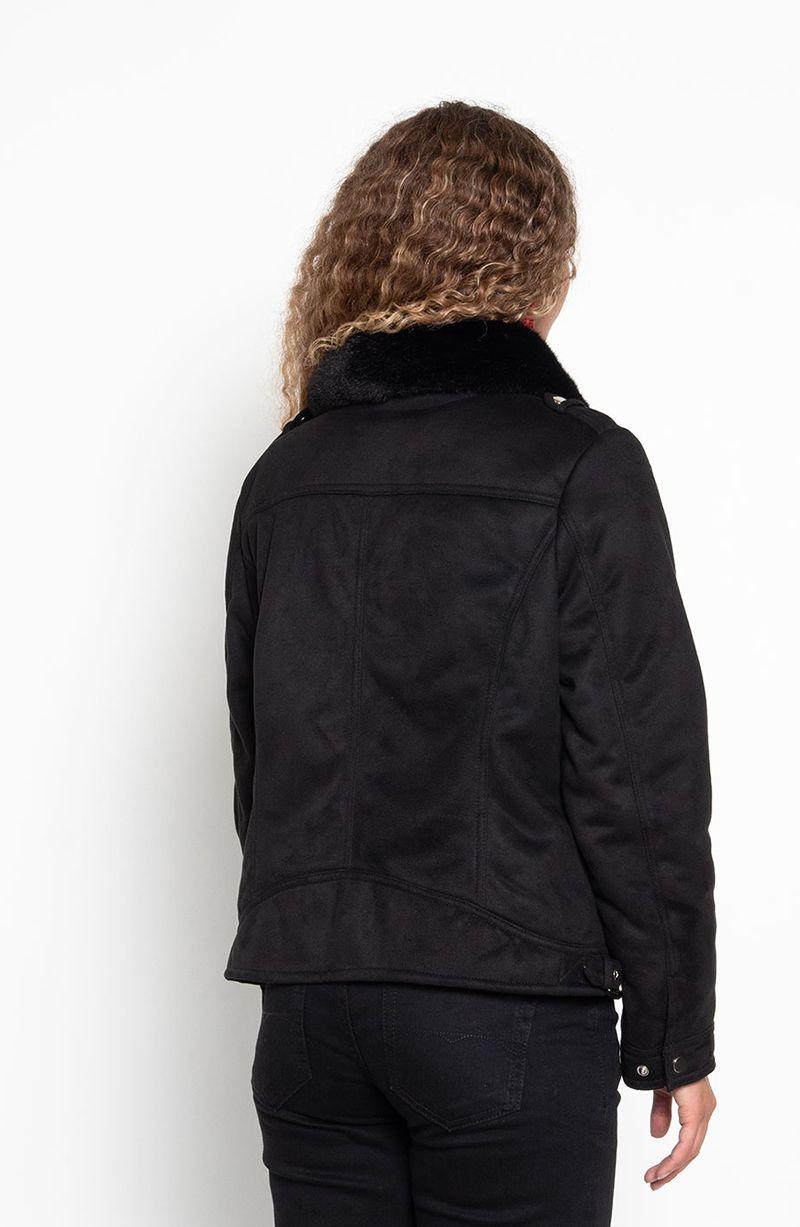 Chaqueta Manga Larga   Cuero Ecologico Con Cierre-3