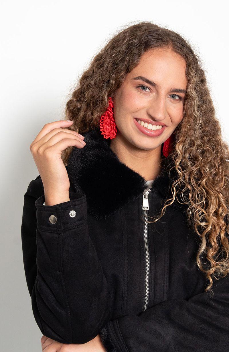 Chaqueta Manga Larga   Cuero Ecologico Con Cierre-4