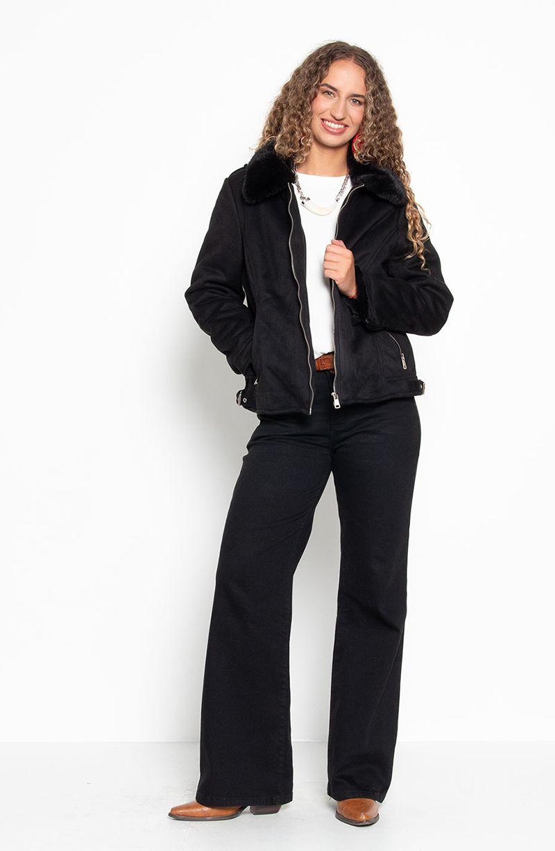 Chaqueta Manga Larga   Cuero Ecologico Con Cierre-8