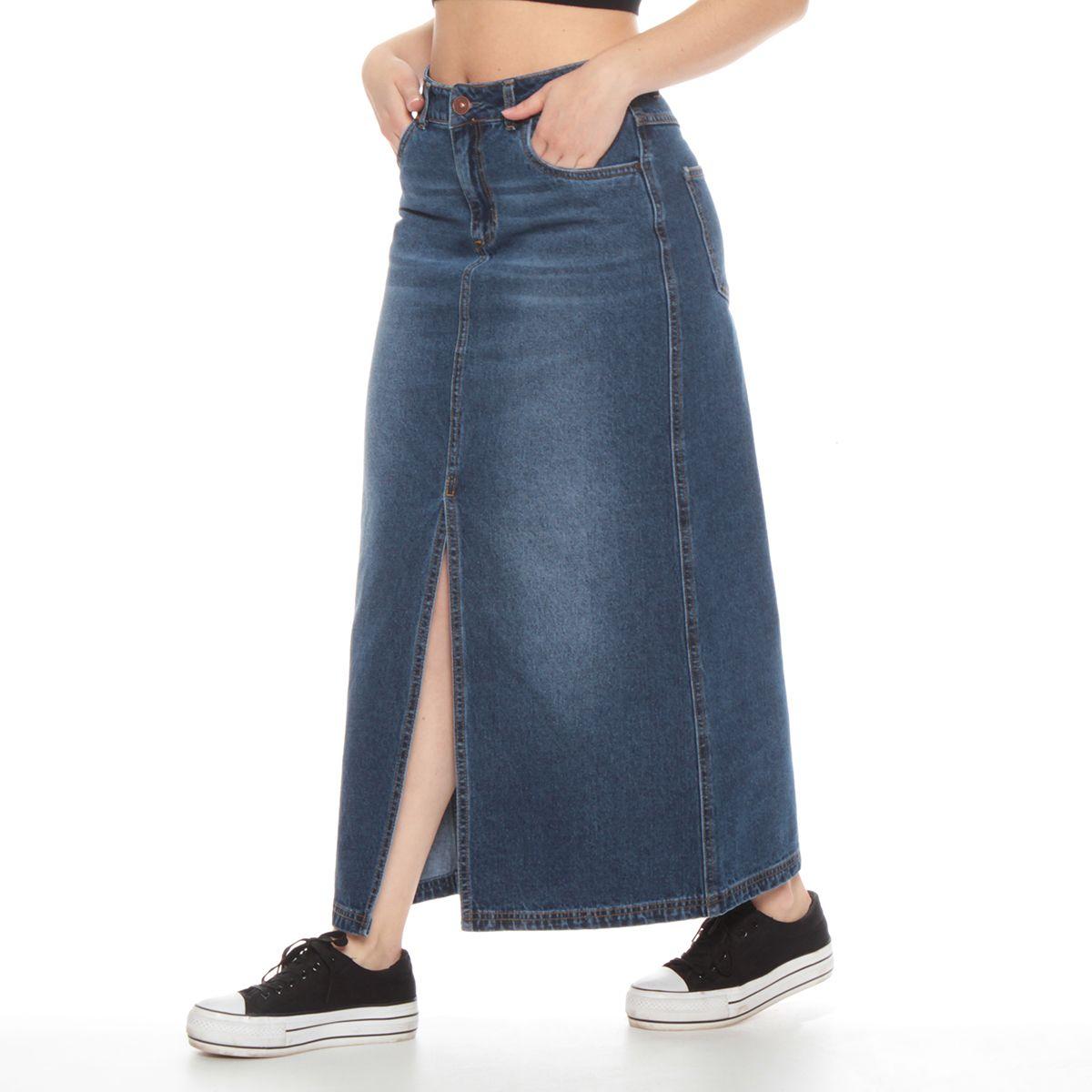 Falda Denim Tiro Alto Abertura-0