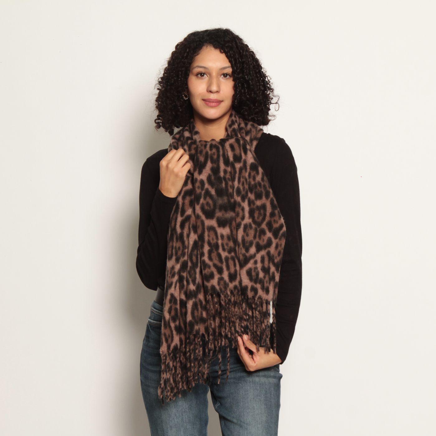 Bufanda   Animal Print Con Flecos-2