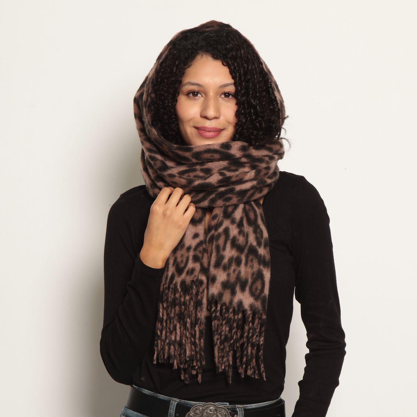 Bufanda   Animal Print Con Flecos-3