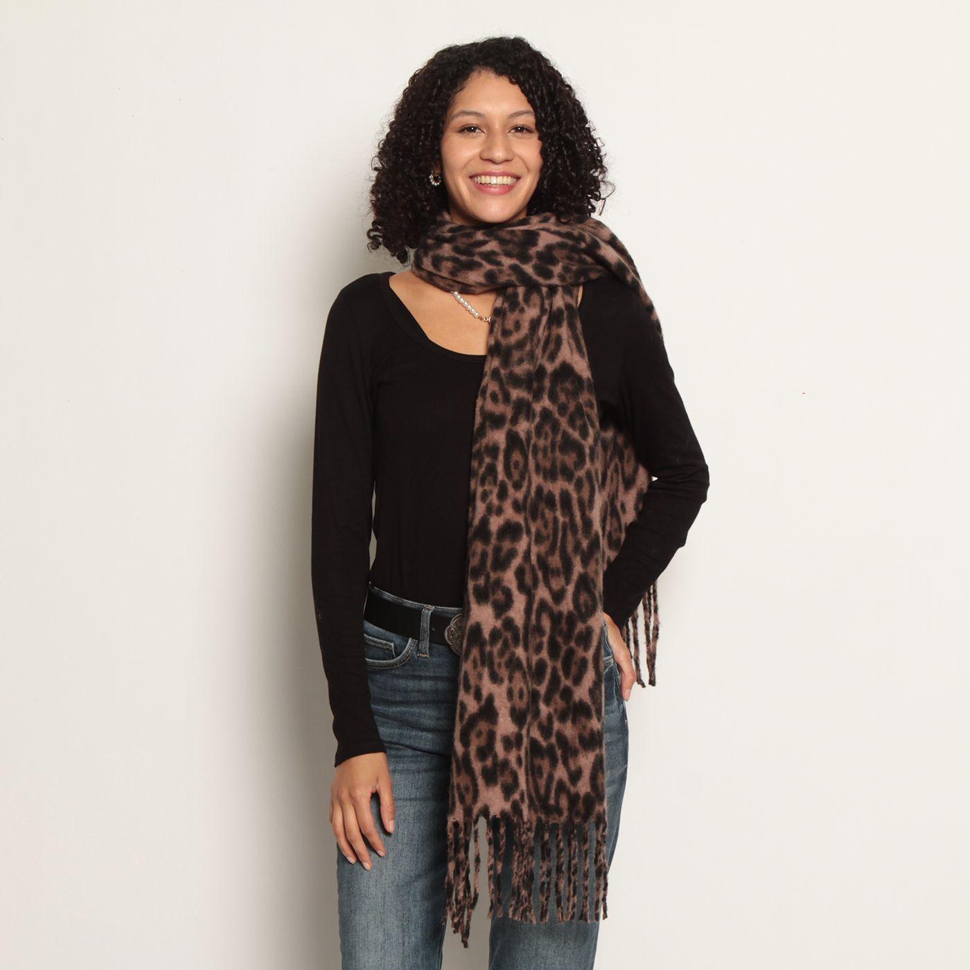 Bufanda   Animal Print Con Flecos-4