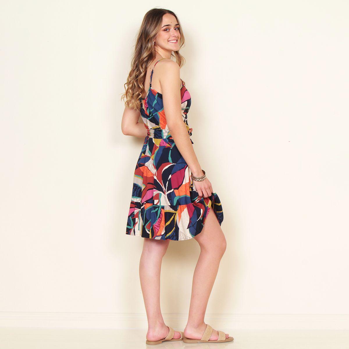Vestido Corto Sin Manga Estapado Escote Redondo-1