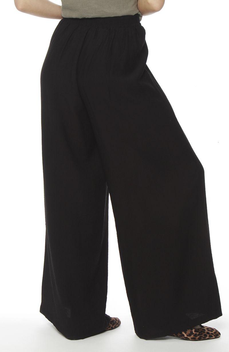 Pantalon Wide Leg Tiro Alto Pretina  Basica 1 Boton-4