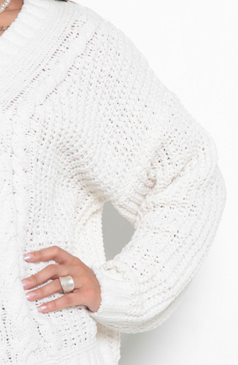 Sweater Chenille   Manga Larga Escote V-2