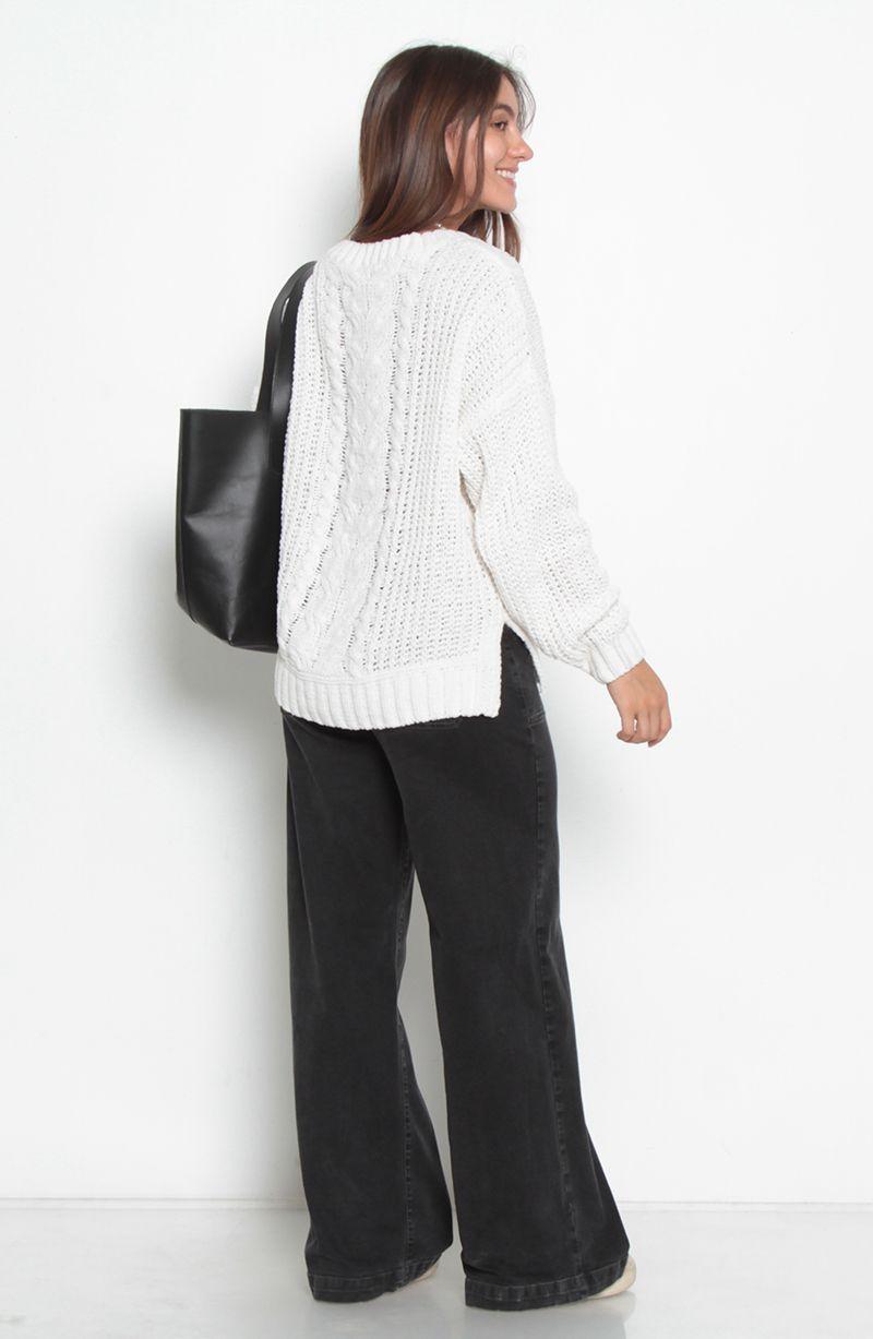 Sweater Chenille   Manga Larga Escote V-6