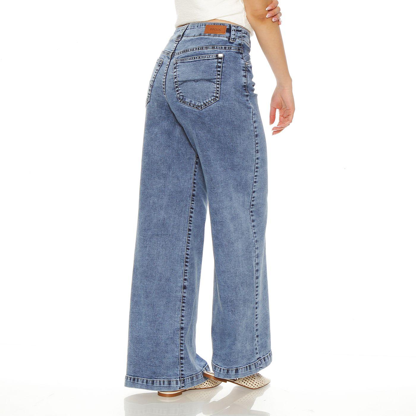 Jeans Wide Leg Tiro Alto  Pretina Interna 1 Boton-1