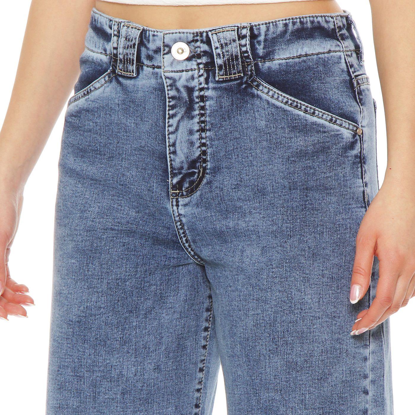 Jeans Wide Leg Tiro Alto  Pretina Interna 1 Boton-3