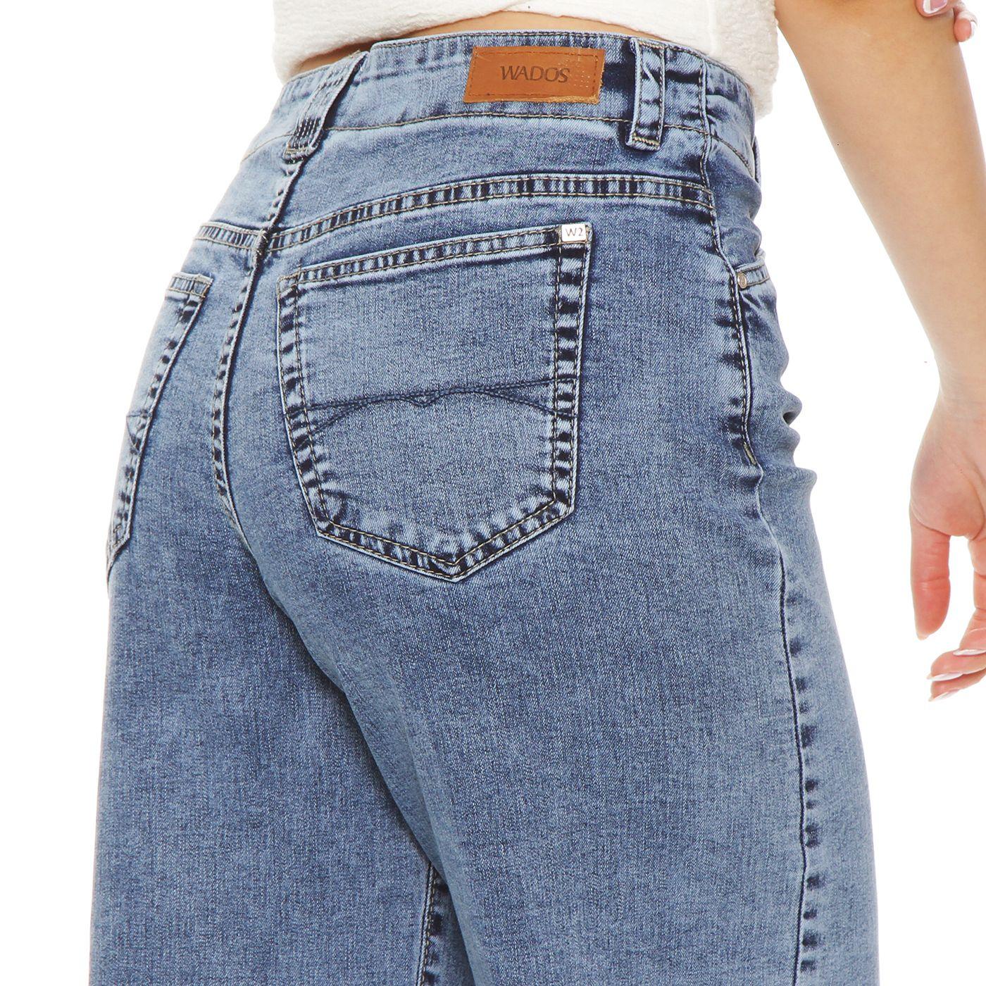 Jeans Wide Leg Tiro Alto  Pretina Interna 1 Boton-6