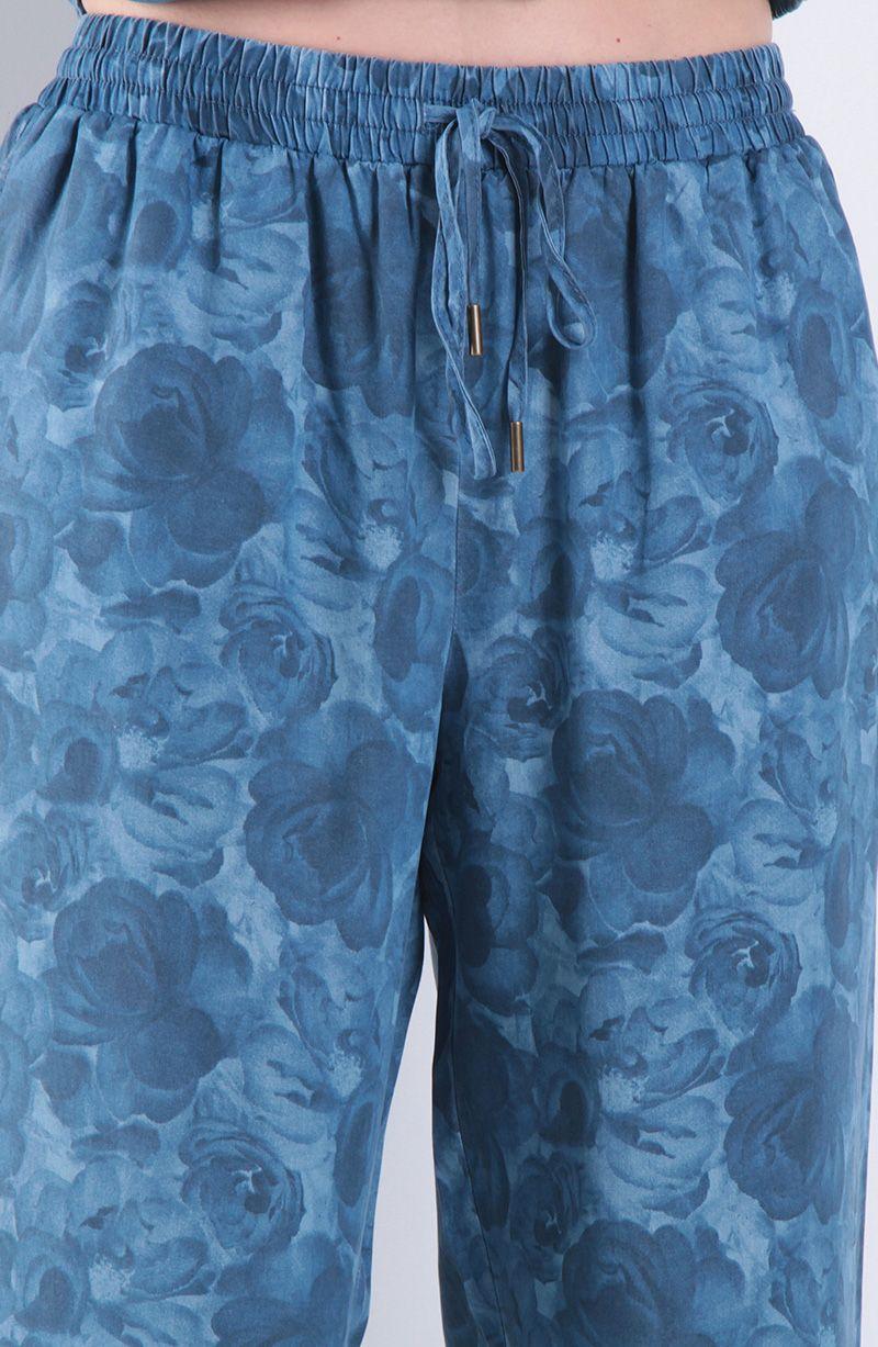 Pantalon Lyocell Estampado Wide Leg Tiro Alto Pretina Media Elasticada-2