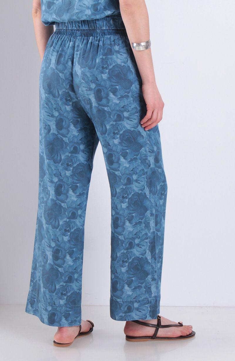 Pantalon Lyocell Estampado Wide Leg Tiro Alto Pretina Media Elasticada-3