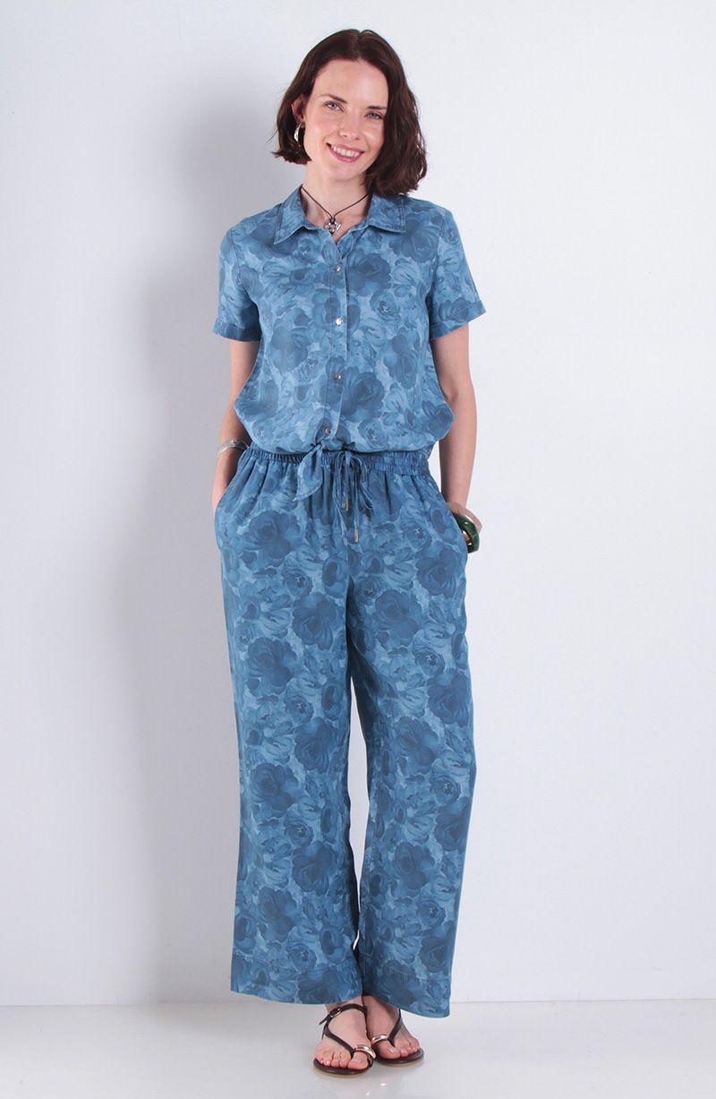 Pantalon Lyocell Estampado Wide Leg Tiro Alto Pretina Media Elasticada-4