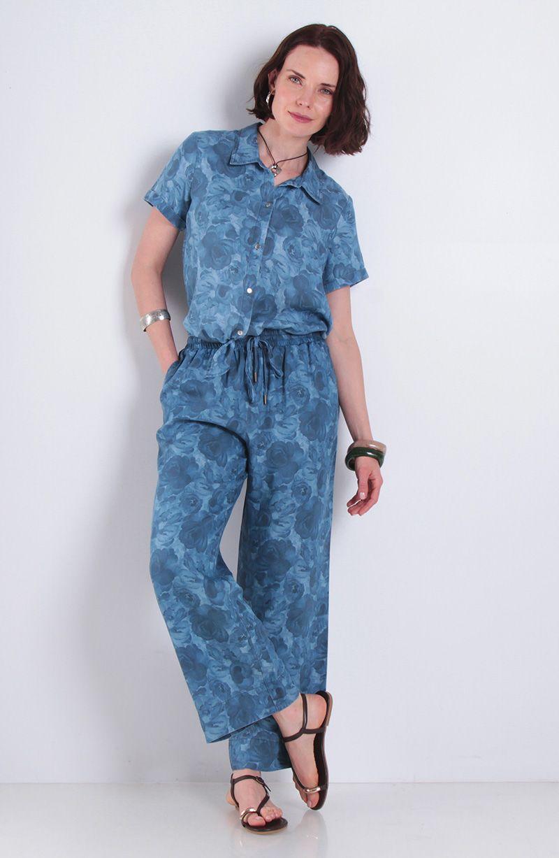 Pantalon Lyocell Estampado Wide Leg Tiro Alto Pretina Media Elasticada-6
