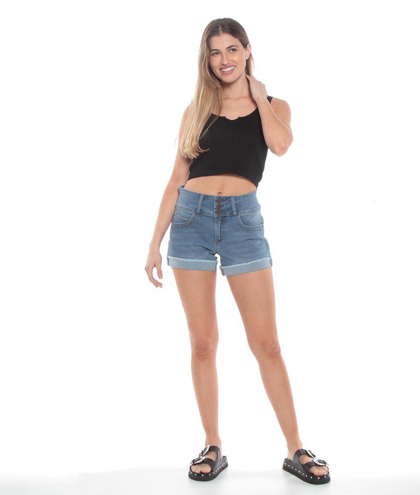 Short Denim Pretina Alta Con 3 Botones-3