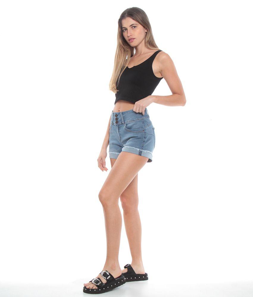 Short Denim Pretina Alta Con 3 Botones-4