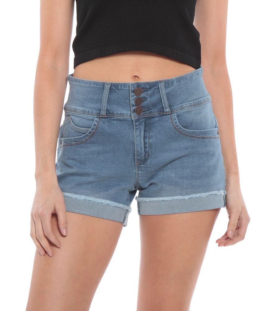 Short Denim Pretina Alta Con 3 Botones-5