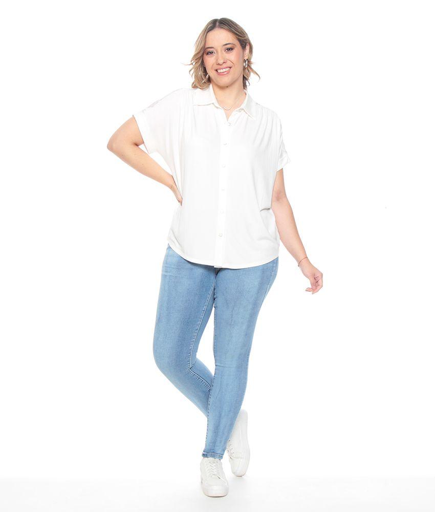 Blusa Abotonada En Delantero Manga Corta-7