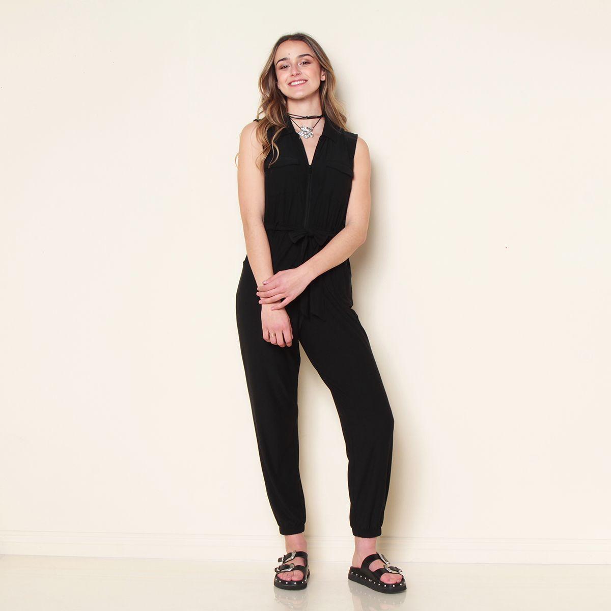 Enterito Sin Manga Con Cierre En Delantero Y Lazo En Cintura-0