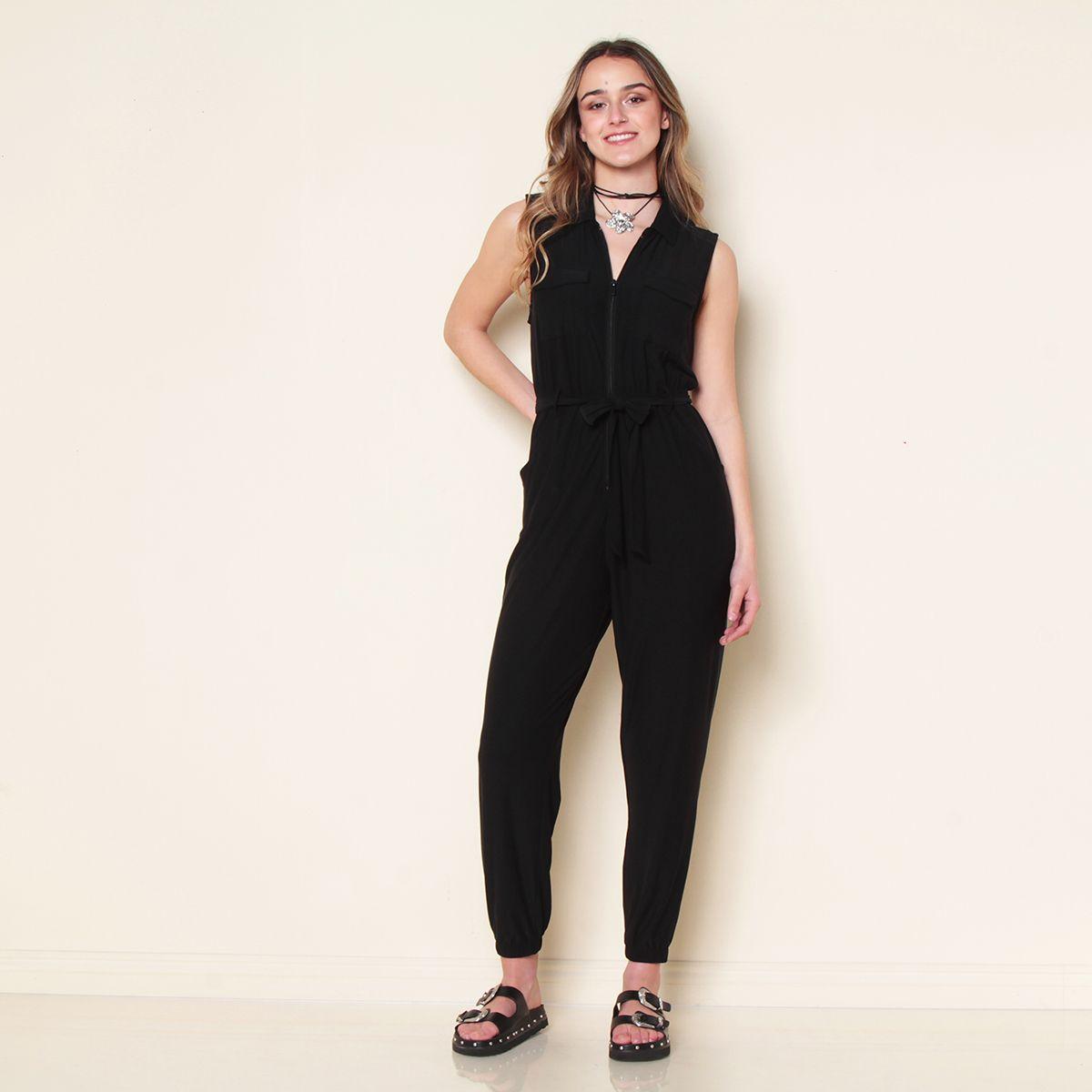 Enterito Sin Manga Con Cierre En Delantero Y Lazo En Cintura-1