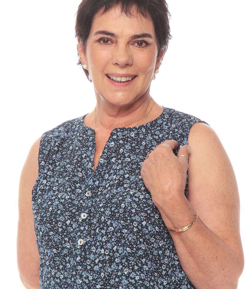 Blusa Sin Manga Estampada Escote V Con Botones-1