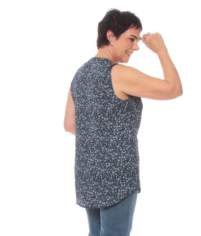 Blusa Sin Manga Estampada Escote V Con Botones-6