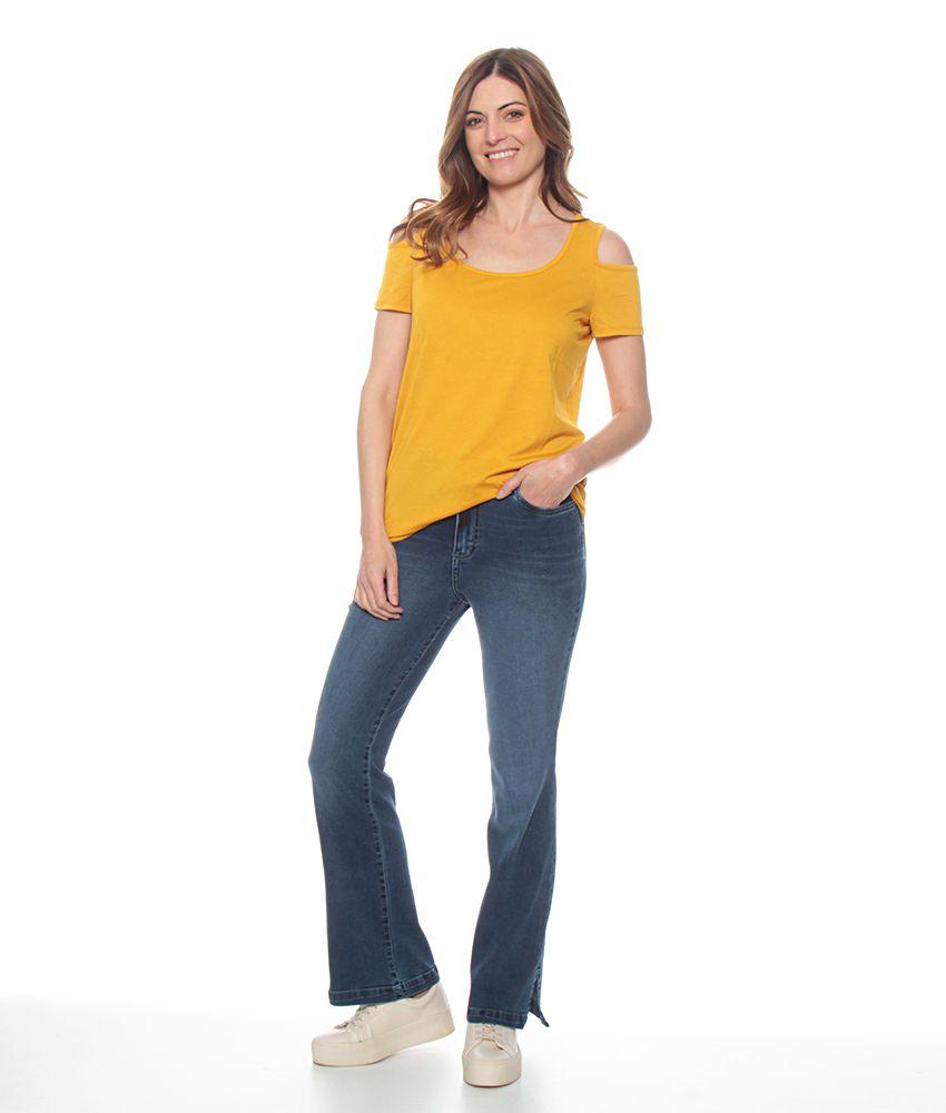 Polera M/c 95% Poly Reciclado Solida Hombro Descubierto Escote Redondo-5