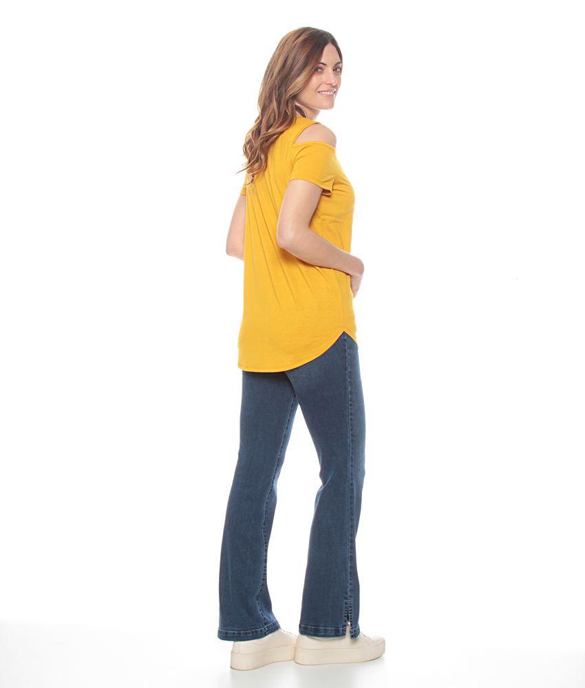 Polera M/c 95% Poly Reciclado Solida Hombro Descubierto Escote Redondo-7