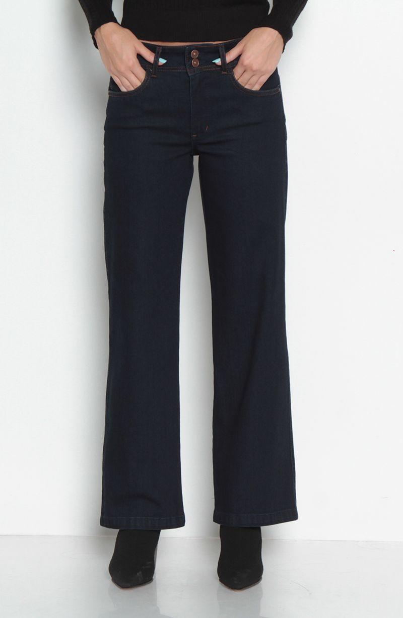 Jeans Push Up Flare Pretina Dos   Botones-0