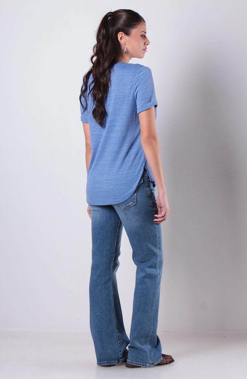Blusa Manga Corta Abotonada En Delantero Con Bolsillo Escote V-5